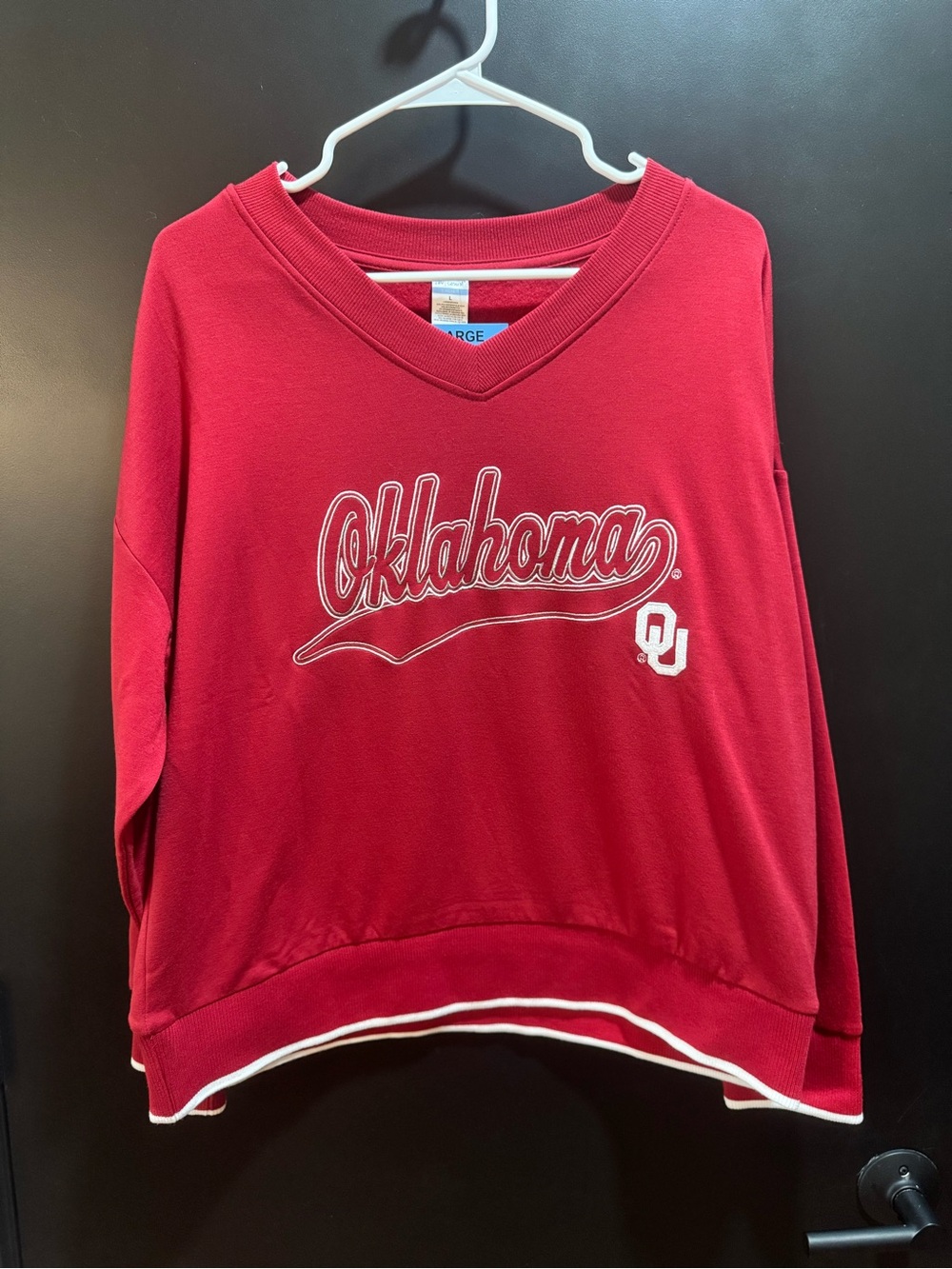 Oklahoma Crimson V-Neck Women's Sweatshirt
